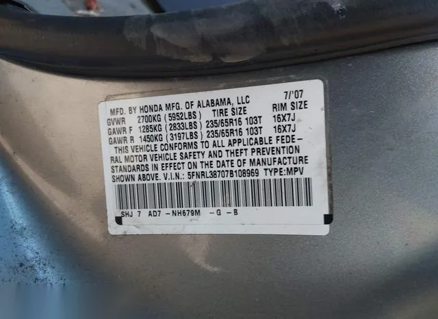 5FNRL38707B108969 2007 2007 Honda Odyssey- Ex-L 9