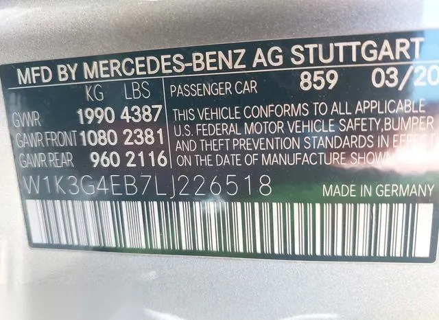 W1K3G4EB7LJ226518 2020 2020 Mercedes-Benz A 220 9