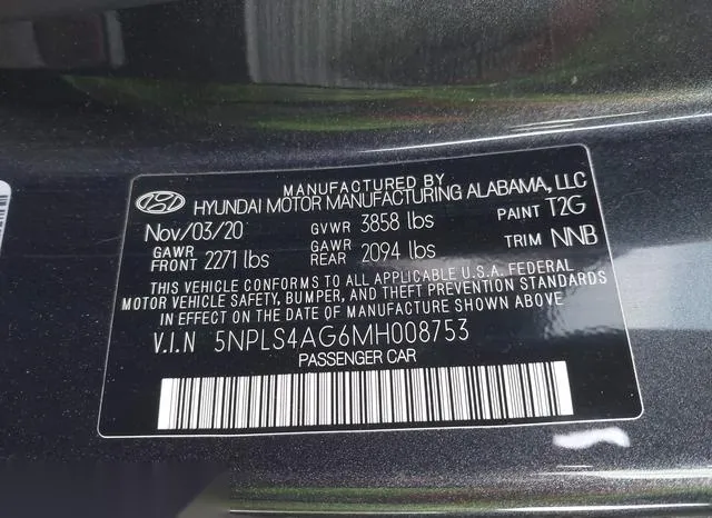 5NPLS4AG6MH008753 2021 2021 Hyundai Elantra- Sel 9