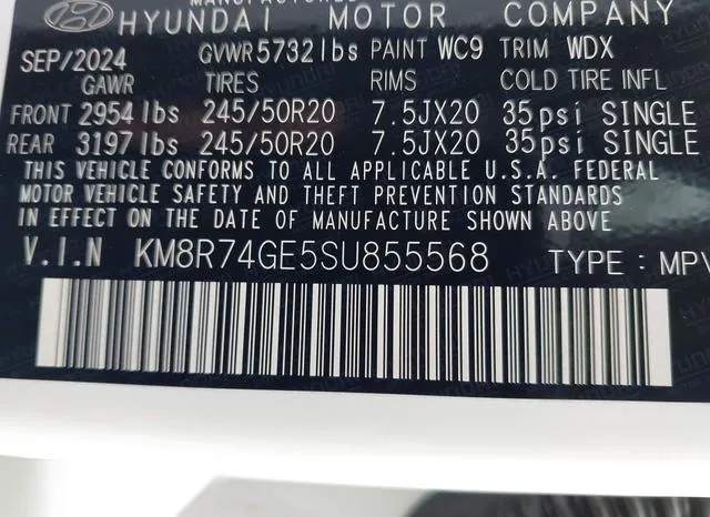 KM8R74GE5SU855568 2025 2025 Hyundai Palisade- Calligraphy 9