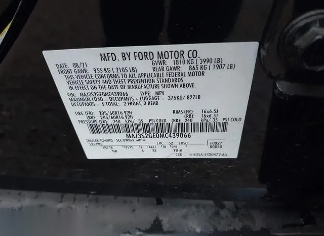 MAJ3S2GE0MC439066 2021 2021 Ford Ecosport- SE 9