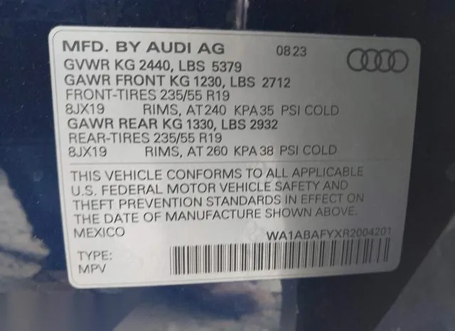 WA1ABAFYXR2004201 2024 2024 Audi Q5- Premium 40 Tfsi Quattr 9