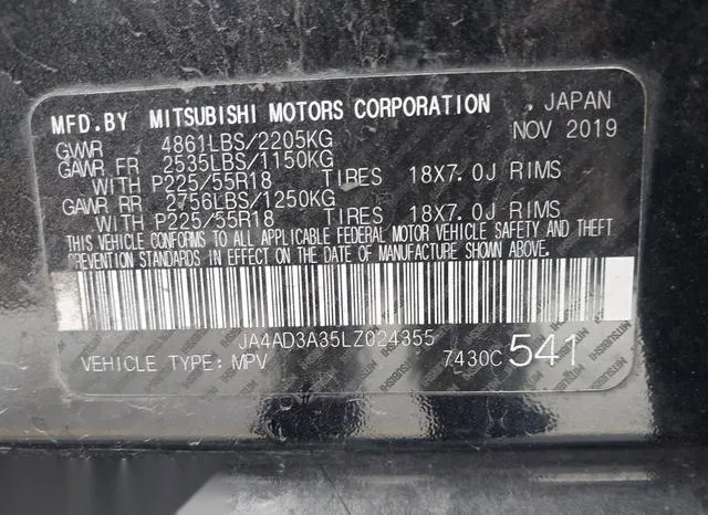 JA4AD3A35LZ024355 2020 2020 Mitsubishi Outlander- SE 2-4 9