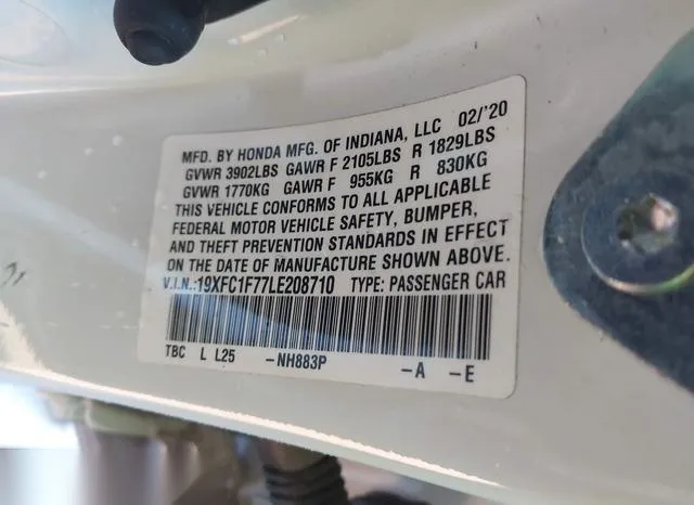 19XFC1F77LE208710 2020 2020 Honda Civic- Ex-L 9