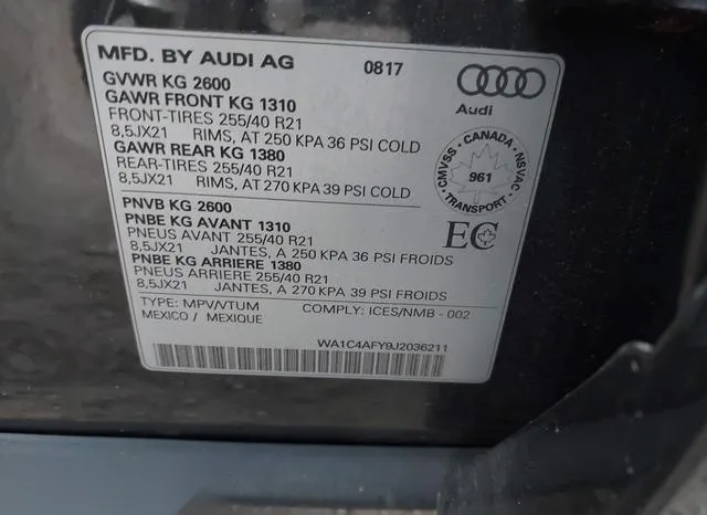 WA1C4AFY9J2036211 2018 2018 Audi SQ5- 3-0T Premium Plus 9