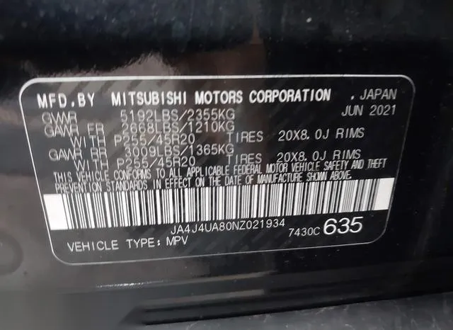 JA4J4UA80NZ021934 2022 2022 Mitsubishi Outlander 9