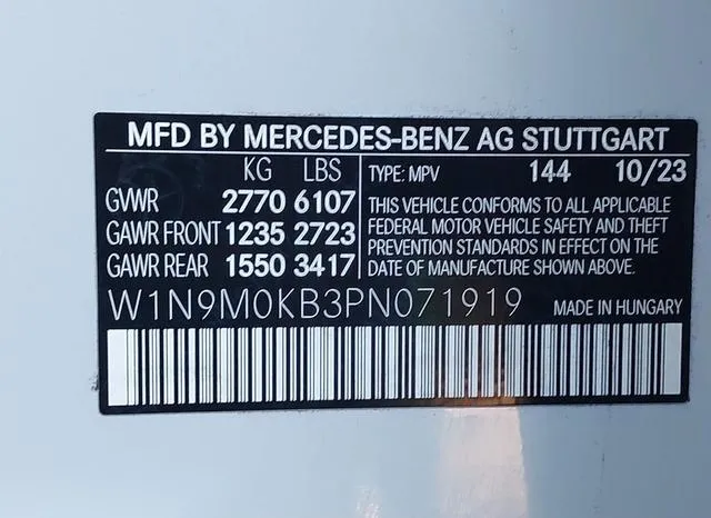 W1N9M0KB3PN071919 2023 2023 Mercedes-Benz Eqb 300 Suv- 4Matic 9