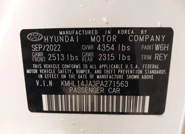 KMHL14JA3PA271563 2023 2023 Hyundai Sonata- Sel 9