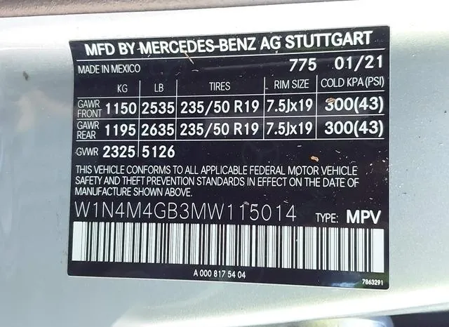 W1N4M4GB3MW115014 2021 2021 Mercedes-Benz GLB-Class- GLB250 9