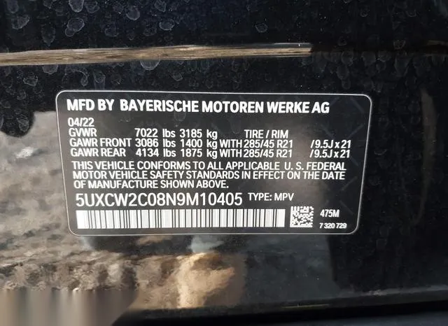 5UXCW2C08N9M10405 2022 2022 BMW X7- Xdrive40I 9