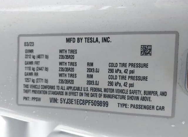 5YJ3E1EC8PF509899 2023 2023 Tesla Model 3- Performance Dual 9