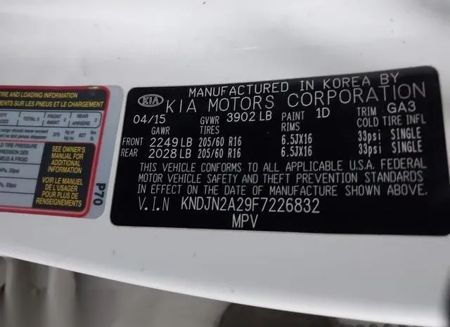 KNDJN2A29F7226832 2015 2015 KIA Soul 9