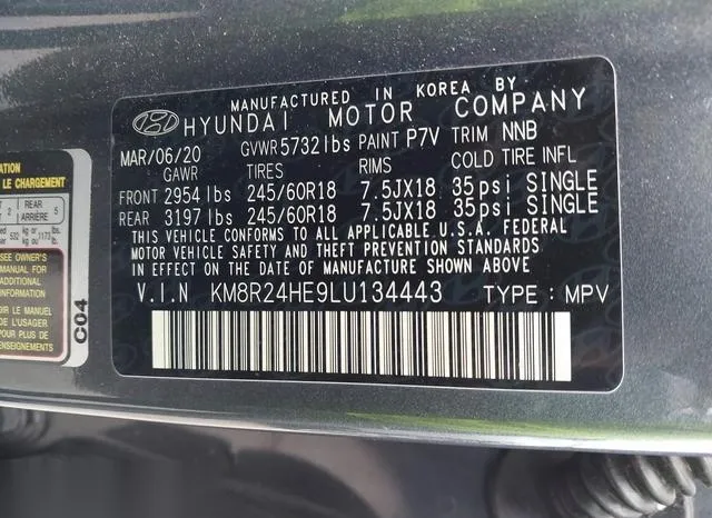 KM8R24HE9LU134443 2020 2020 Hyundai Palisade- Sel 9