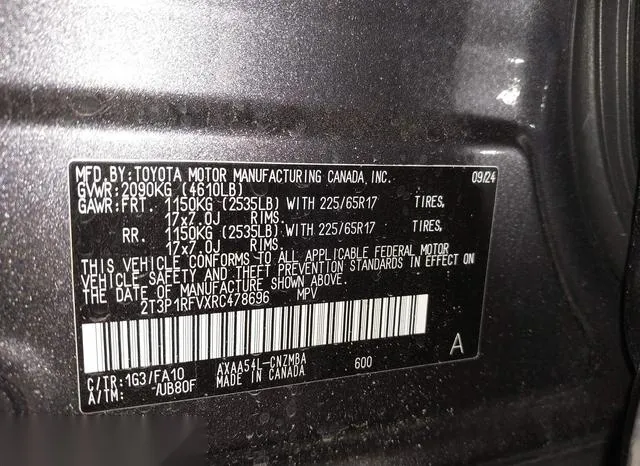 2T3P1RFVXRC478696 2024 2024 Toyota RAV4- Xle 9