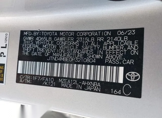 JTND4MBE0P3210804 2023 2023 Toyota Corolla- SE 9