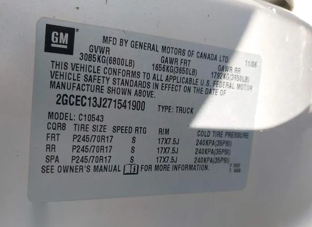 2GCEC13J271541900 2007 2007 Chevrolet Silverado 1500- Work 9