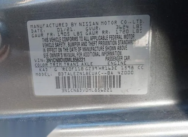 3N1CN8DV0ML856221 2021 2021 Nissan Versa- S Xtronic Cvt 9