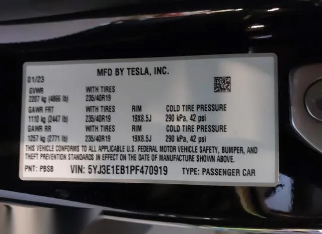 5YJ3E1EB1PF470919 2023 2023 Tesla Model 3- Long Range Dual 9