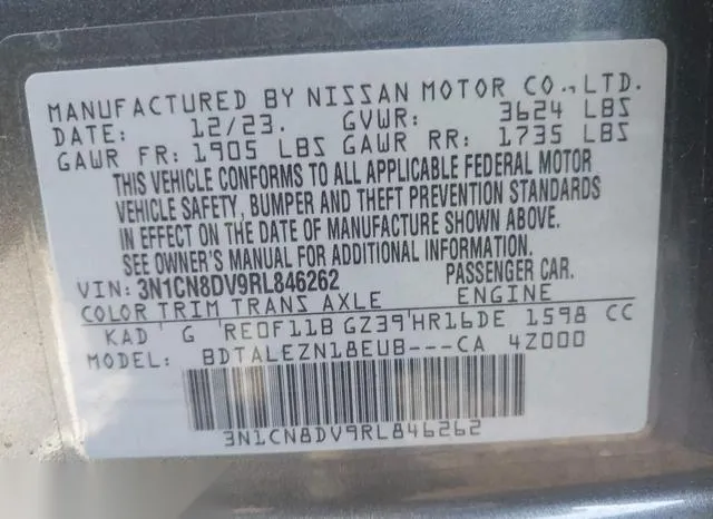 3N1CN8DV9RL846262 2024 2024 Nissan Versa- 1-6 S 9