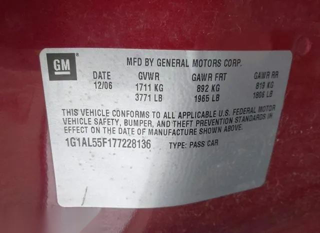 1G1AL55F177228136 2007 2007 Chevrolet Cobalt- LT 9