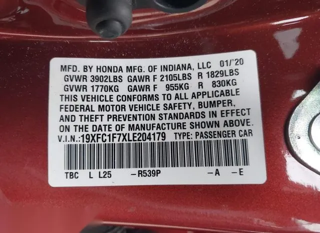 19XFC1F7XLE204179 2020 2020 Honda Civic- Ex-L 9