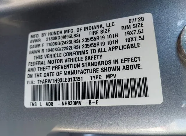 7FARW1H93LE013351 2020 2020 Honda CR-V- 2Wd Touring 9