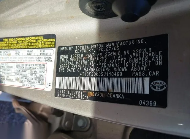 4T1BF30K05U110469 2005 2005 Toyota Camry- Le V6 9