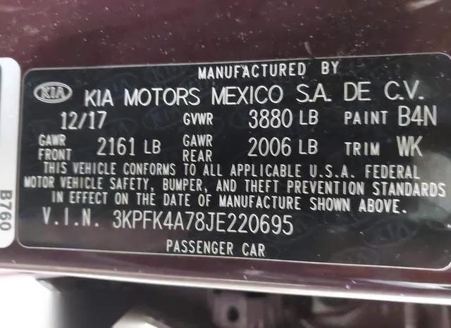 3KPFK4A78JE220695 2018 2018 KIA Forte- LX 9