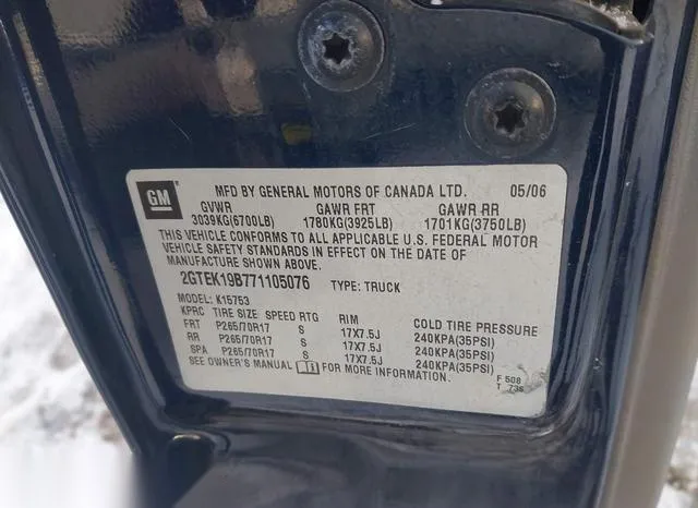 2GTEK19B771105076 2007 2007 GMC Sierra- 1500 Classic Slt 9