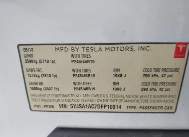 5YJSA1AC7DFP10914 2013 2013 Tesla Model S 9