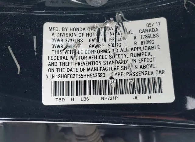 2HGFC2F55HH543580 2017 2017 Honda Civic- LX 9