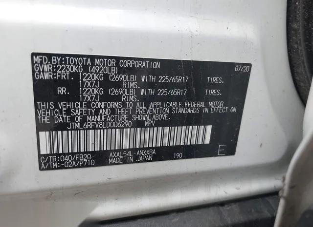 JTML6RFV8LD006290 2020 2020 Toyota RAV4- Hybrid LE 9