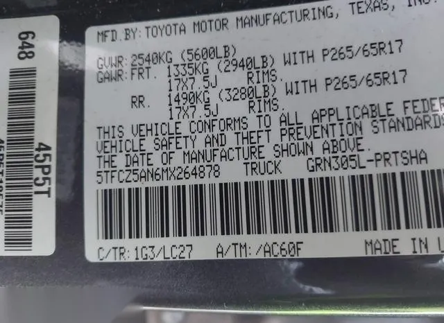 5TFCZ5AN6MX264878 2021 2021 Toyota Tacoma- Trd Sport 9