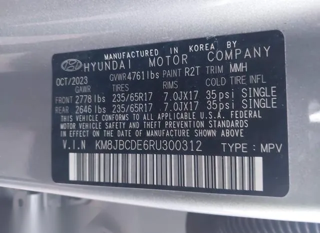 KM8JBCDE6RU300312 2024 2024 Hyundai Tucson- Sel 9