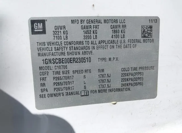 1GNSCBE00ER230510 2014 2014 Chevrolet Tahoe- LT 9