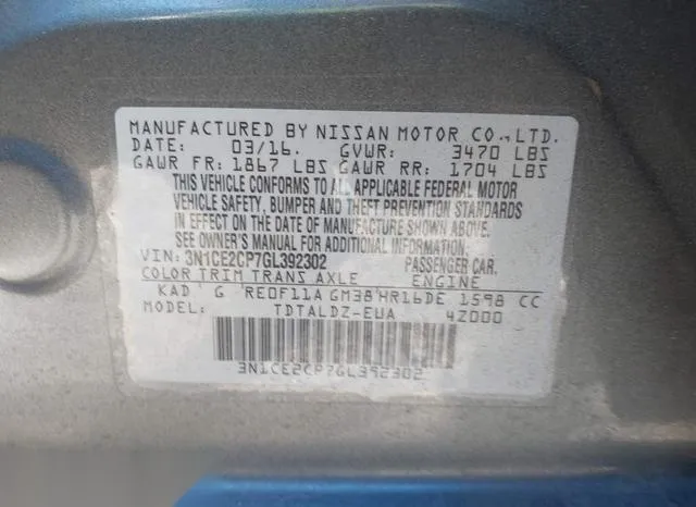 3N1CE2CP7GL392302 2016 2016 Nissan Versa- Note SV 9