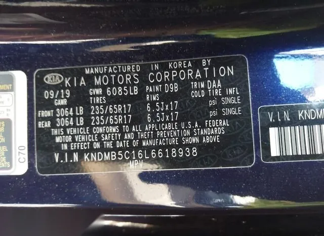 KNDMB5C16L6618938 2020 2020 KIA Sedona- LX 9