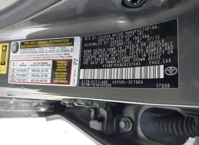 4T4BF1FK8CR237484 2012 2012 Toyota Camry- Xle 9