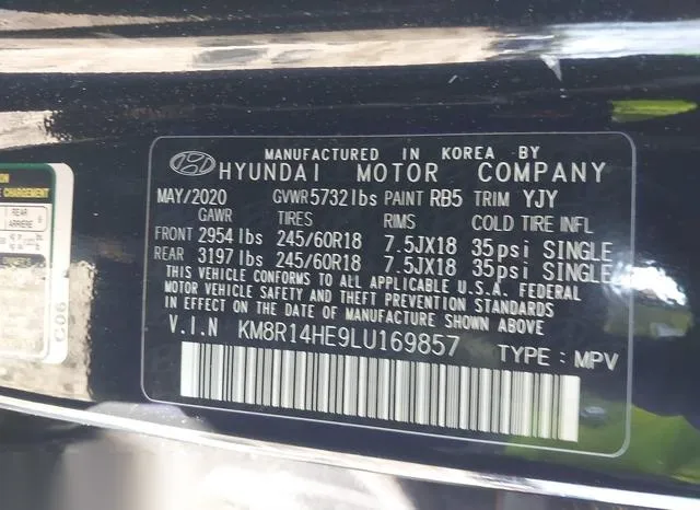 KM8R14HE9LU169857 2020 2020 Hyundai Palisade- SE 9