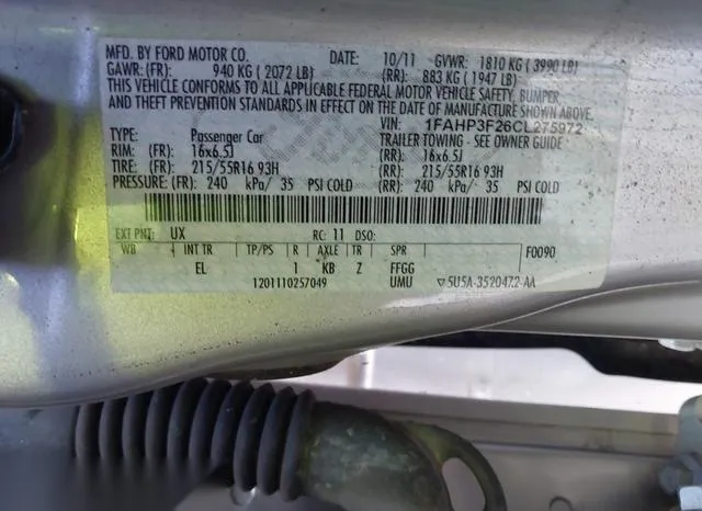 1FAHP3F26CL275972 2012 2012 Ford Focus- SE 9