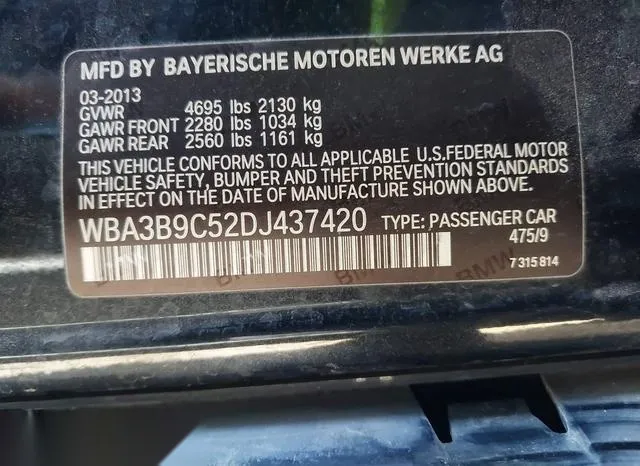 WBA3B9C52DJ437420 2013 2013 BMW 3 Series- 335I Xdrive 9