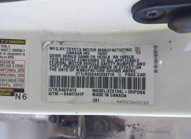 2T1LR32E44C234716 2004 2004 Toyota Matrix- Standard 9