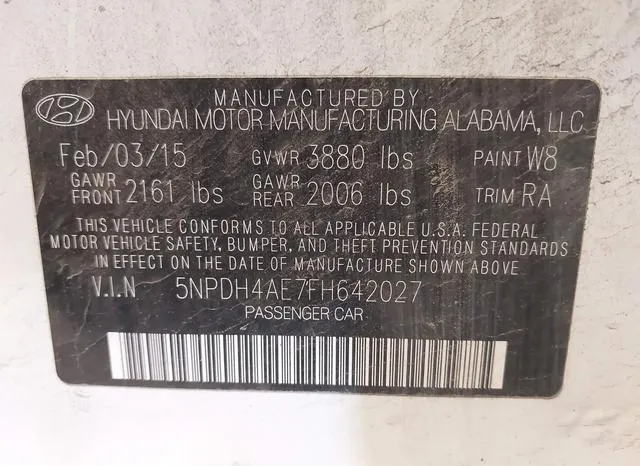 5NPDH4AE7FH642027 2015 2015 Hyundai Elantra- SE 9