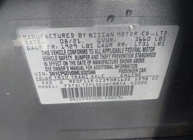 3N1CP5DV0ML532596 2021 2021 Nissan Kicks- Sr Xtronic Cvt 9