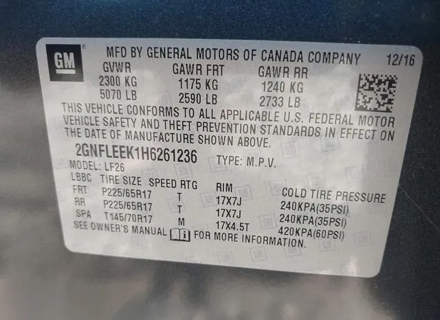 2GNFLEEK1H6261236 2017 2017 Chevrolet Equinox- LS 9