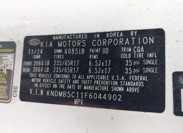 KNDMB5C11F6044902 2015 2015 KIA Sedona- LX 9