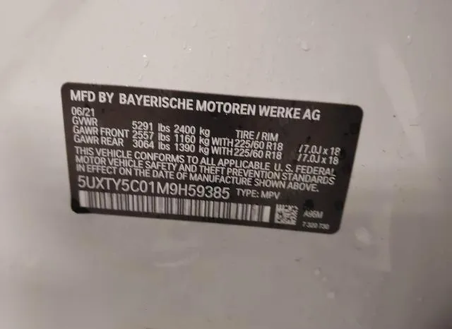 5UXTY5C01M9H59385 2021 2021 BMW X3- Xdrive30I 9