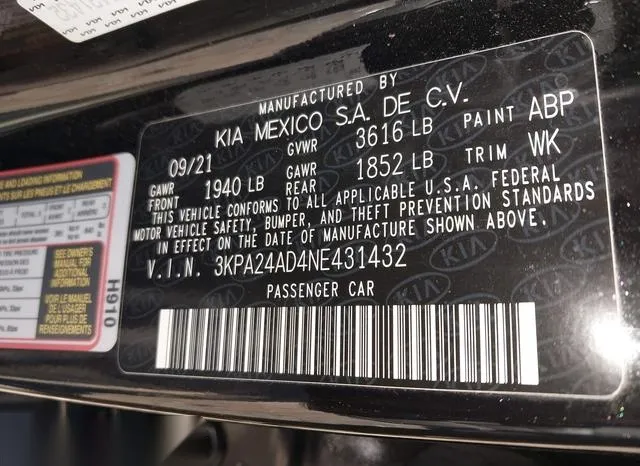 3KPA24AD4NE431432 2022 2022 KIA Rio- S 9