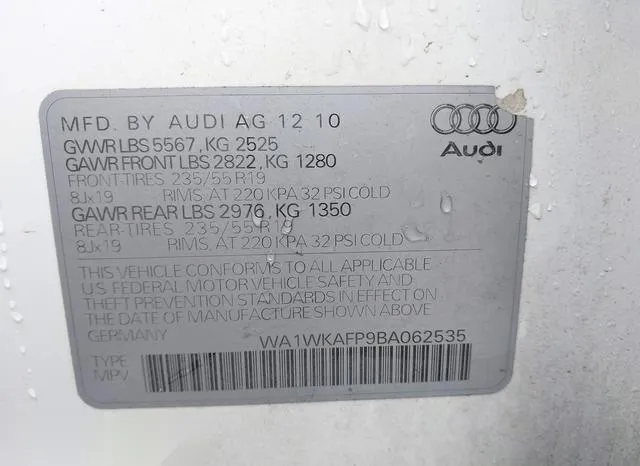 WA1WKAFP9BA062535 2011 2011 Audi Q5- 3-2 Premium Plus 9