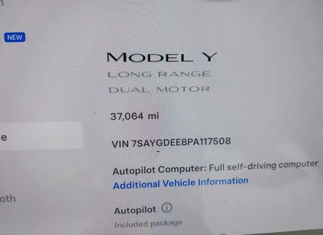 7SAYGDEE8PA117508 2023 2023 Tesla Model Y- Awd/Long Range D 7